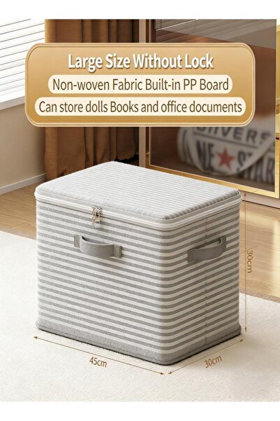 Generic Striped large-capacity storage box is foldable and available in vario...