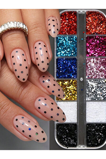 Choice5 05 1 piece of 12-grid polka dot glitter nail art accessories, Instagr...