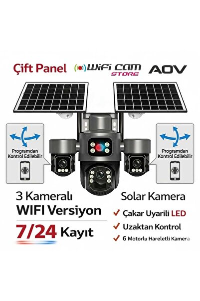 WIFICAM PLUS 3 Kameralı 6 Motorlu WiFi Solar Kamera AOV 7/24 Kayıt