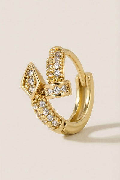 Hetra Altın Renkli Cerrahi Çelik Sarmal Çivi Model Halka Piercing – Helix, Kı...