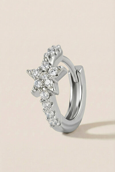 Hetra Gümüş Renkli Cerrahi Çelik Yıldız Figürlü Zirkon Taşlı Halka Piercing –...