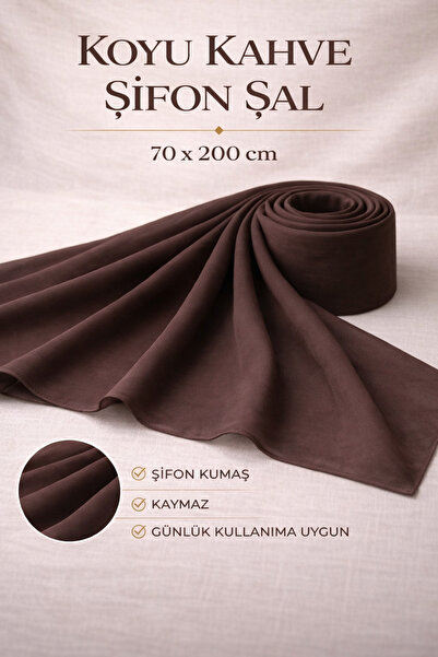 MAİSON ZK ŞİFON DÜZ ŞAL - ACI KAHVE