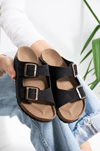 modastilin LORVENA ženske crne papuče sa dvostrukom kopčom i anatomskim đonom...