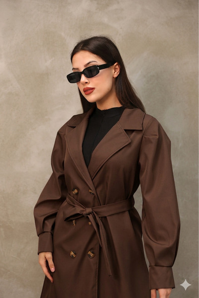 QUBERZ Trenci BATTAL cu mâneci cu balon și manșete