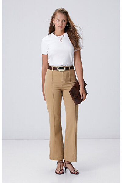 Network Bej Wide Straight Tencel Denim Pantolon