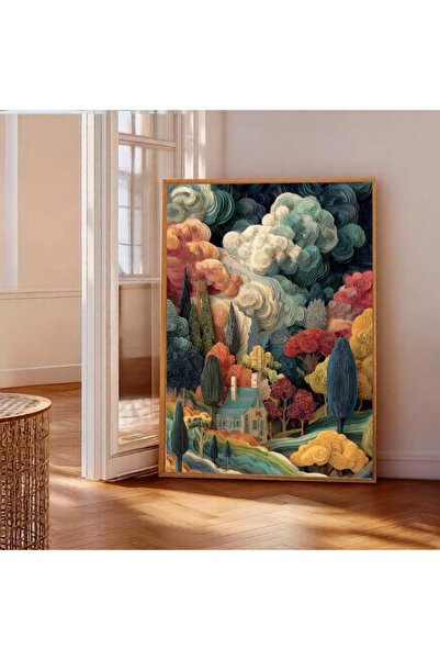 Tuba Decor Tek Parça Ahşap Çerçeveli Tablo soyut orman