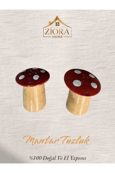ZİORA HOME طقم مكون من قطعتين من ملحقات التوابل الخشبية المزخرفة باللون الأحمر