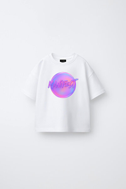 fasardi Дитяча футболка унісекс, з коротким рукавом та логотипом Manifest Gir...