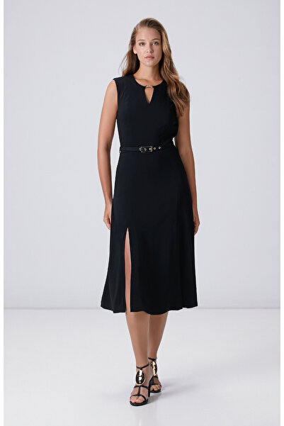Network Siyah Fermuarlı Elbise