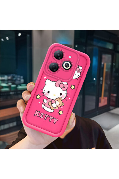 ucuc Infinix Smart 8/8 Pro Uyumlu Pembe Kırmızı Silikon Kılıf Darbeye Dayanık...