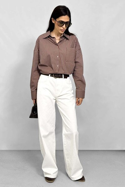 NİLİST Pamuk Soft Wide Leg Jean - Beyaz