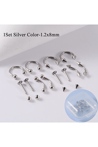 Choice1 1.2x8x3mm Silver Set 12pcs/Set Surgical Steel Silver Color Gold Plate...