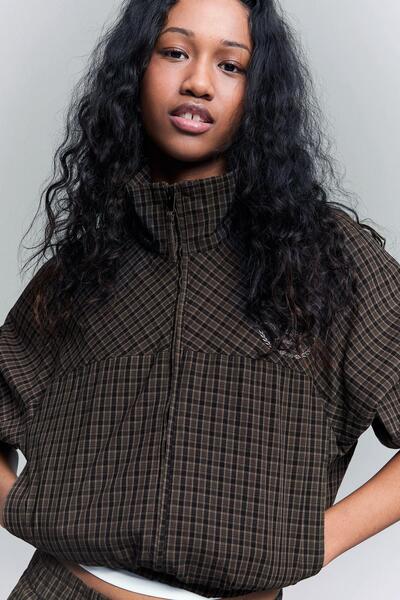 Bershka Kareli baskılı ceket