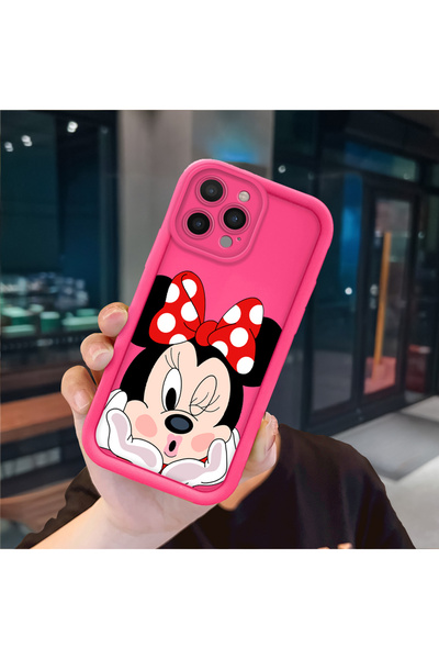 ucuc iPhone 16 Pro Compatible Pink Red Silicone Case Shockproof Camera Protec...