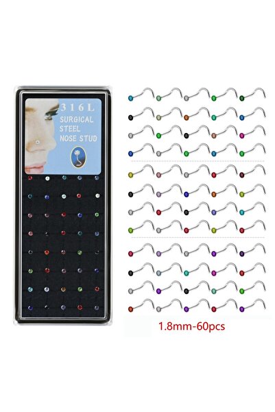 choice2 S-Color(60PCs) 40/60 Pcs/Set Crystal Stainless Steel Nose Piercing Pa...