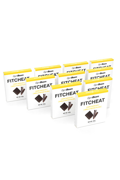 GymBeam Fitcheat Protein Chocolate, 10 x 80 g, ciocolată neagră cu vanilie