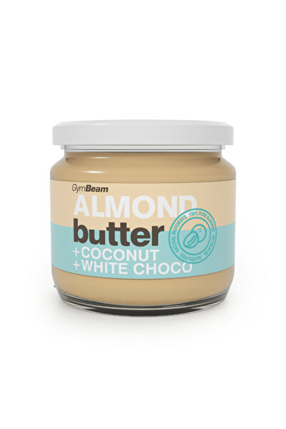 GymBeam Nut Butter 2GO - Unt de migdale cu nucă de cocos și ciocolată albă, 1...