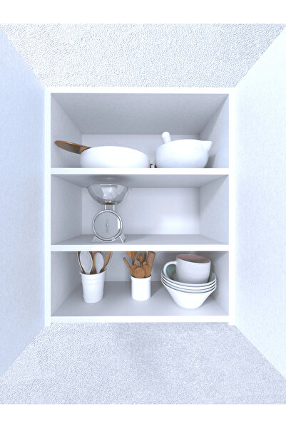 DUYAMO 3 Raflı Çok Amaçlı Mutfak Dolabı Mat Beyaz MDF Lam 69x55x25 cm Yavaşla...