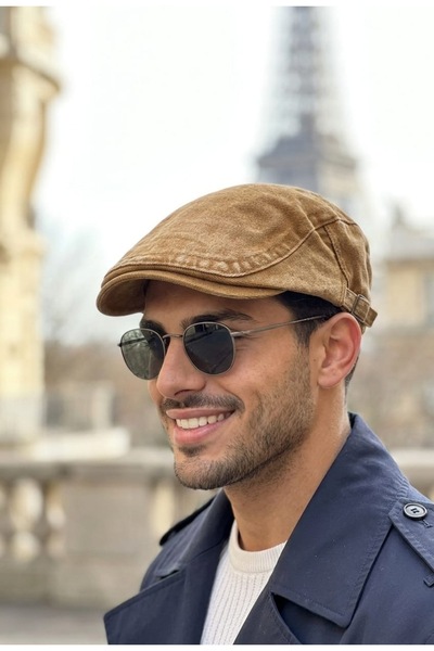 LAGRANZE Șapcă din denim pentru bărbați |   Șapcă plată clasică britanică cu ...