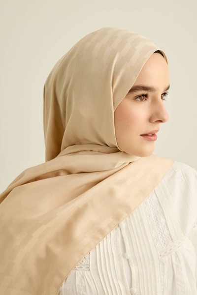 Modakaşmir Silky Jacquard Series Block Pattern Shawl