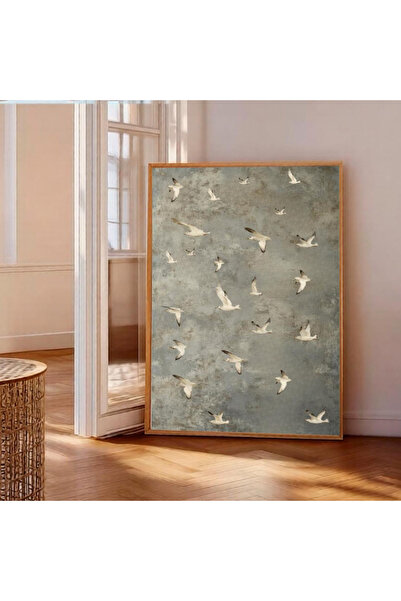 Tuba Decor One Piece Wooden Framed Painting Flying Birds