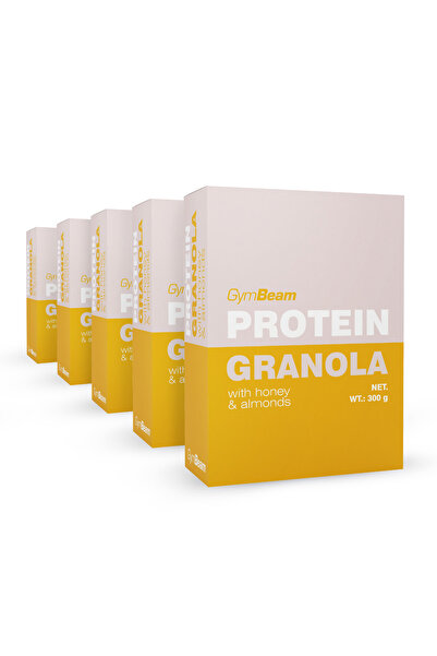 GymBeam Granola Proteică cu Miere și Migdale, 5 x 300 g