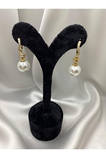 Butik Xuping Taşlı Çelik İnci Küpe (gold)