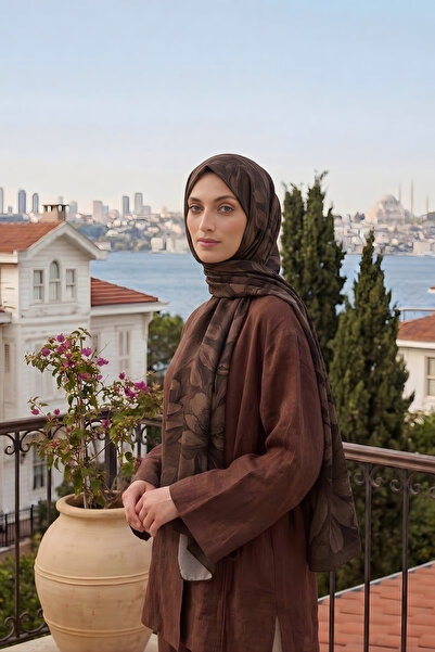 şehri şal Maison Lumiere Fransız İpek Şal Çiçek Desenli Kadın Şal Premium