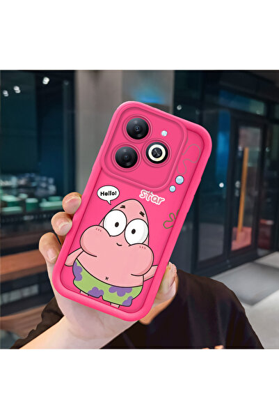 ucuc حافظة سيليكون وردية حمراء متوافقة مع هاتف Infinix Hot 40i، حماية للكامير...