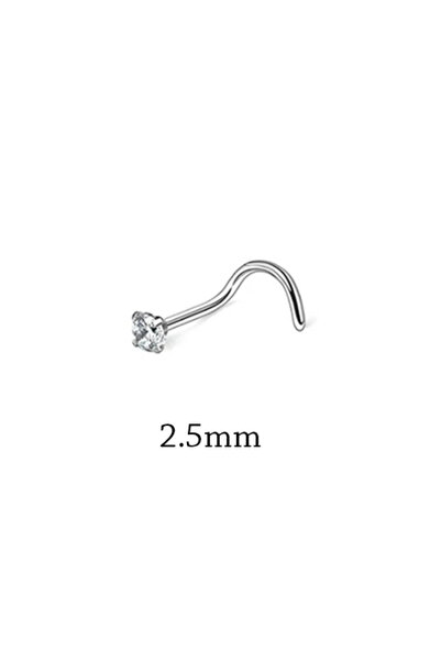 Choice B Silver 2.5mm 1Piece Surgical Steel Crystal CZ Nose Ring L Shape Nose...