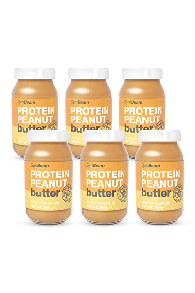 GymBeam Unt de arahide proteic, 6 x 900 g, vanilie