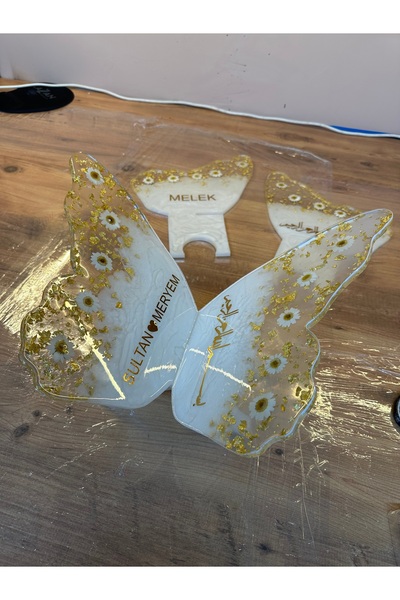 LMS GİFT Kişiye Özel Papatyalı Epoksi Rahle Altın Varaklı Premium Kuran Rahlesi