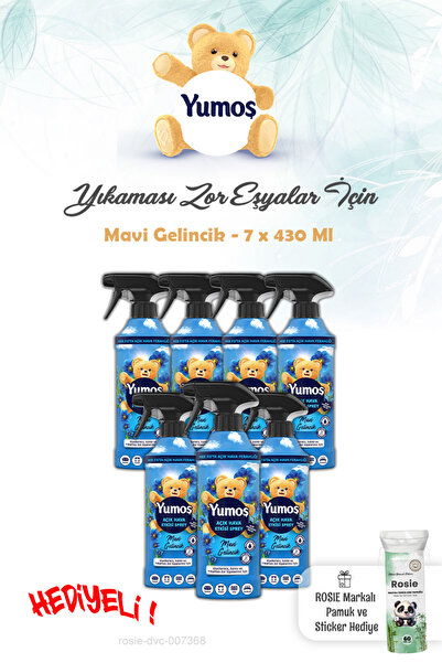 Yumoş 7 Adet Sprey 430 ml Mavi Gelincik Yıkanması Zor Eşyalar ve ROSIE