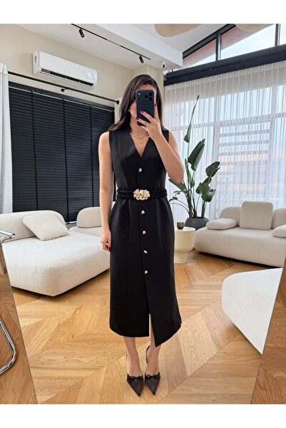 Bade Butik Black gold buttoned buckle jacket dress