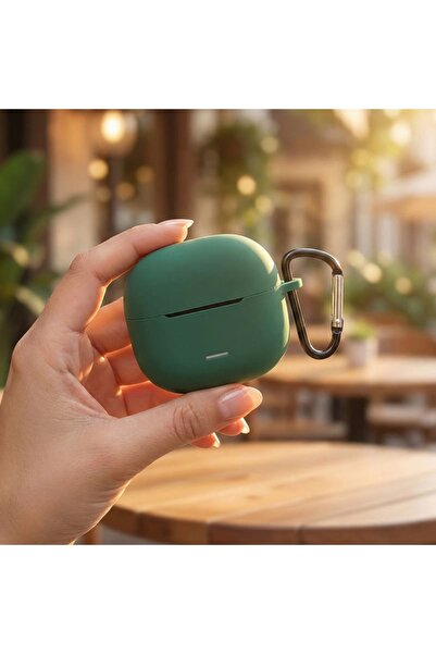 CaseOnn Redmi Buds 8 Active Case with Strap Attachment Matte Silicone Dark Green