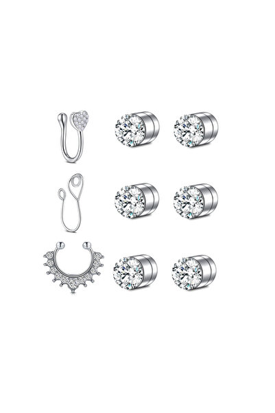 Choice1 Set A 16Pcs/Set Fake Nose Ring Hoop Septum Rings Stainless Steel Lip ...
