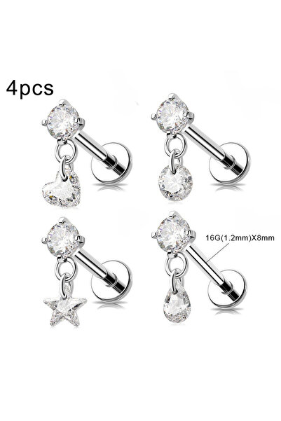Choice 16G(1.2mm)x8mm 4pcs 16G 18G Threaded Earrings Studs Labret Lip Studs S...