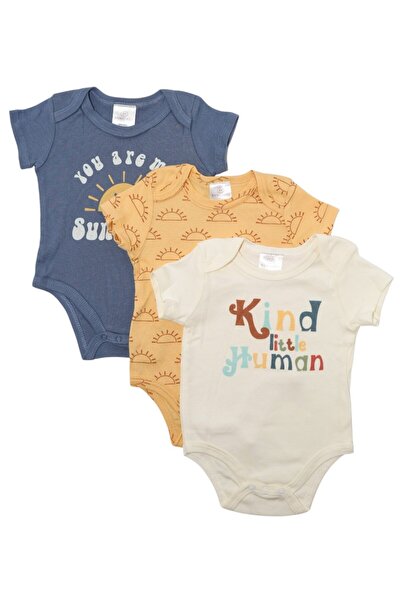 Bambimici -3 Piece Short Sleeve Printed Bodysuit for Baby Boy, 3M to 12M