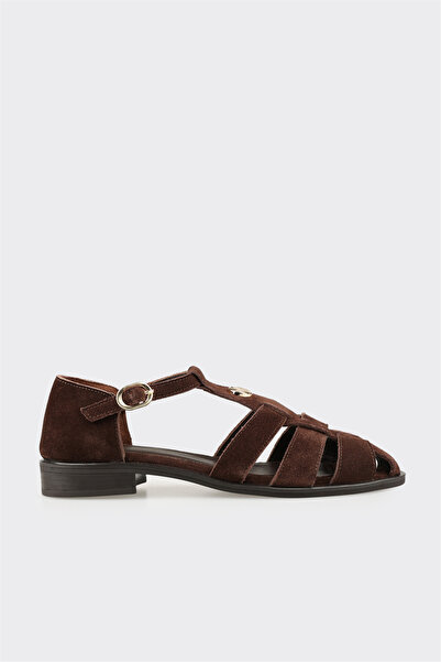 Elle Shoes Kahve Deri Kadın Sandalet