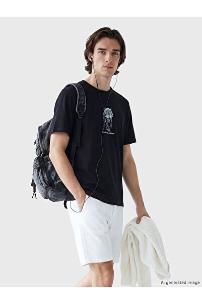 LC Waikiki Ανδρικό T-shirt με στρογγυλή λαιμόκοψη και στάμπα