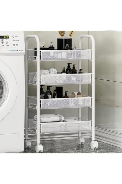 Arabest عربة تخزين متحركة بـ 4 طبقات مع عجلات، سهلة التجميع، للحمام والمطبخ