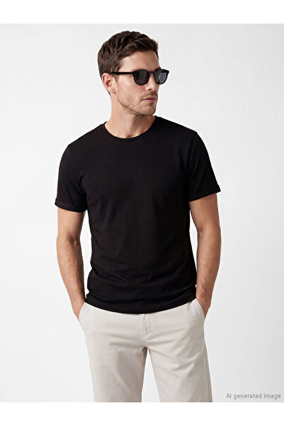 LC Waikiki Rmz Gi̇yi̇m Farkiyla Zero Roba Collar Men's Combed Cotton T-Shirt