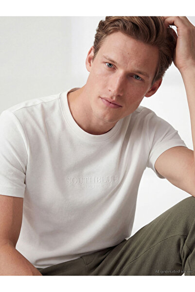 LC Waikiki Zero Roba Collar Lettering Embossed Men's T-Shirt from Uzg Store f...
