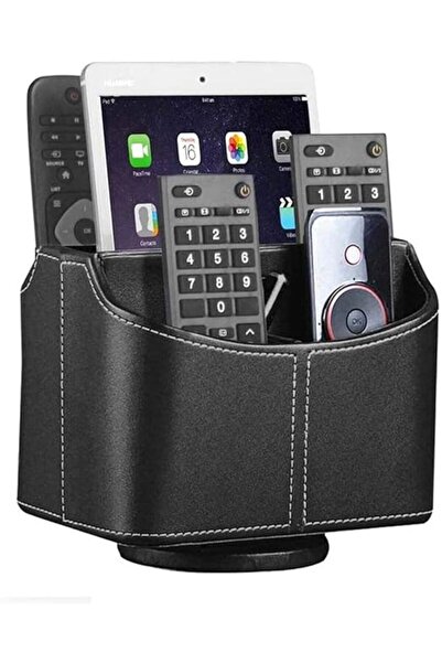 Arabest Leather Remote Control Holder, 360 Degree Rotatable Desk TV Remote Ca...