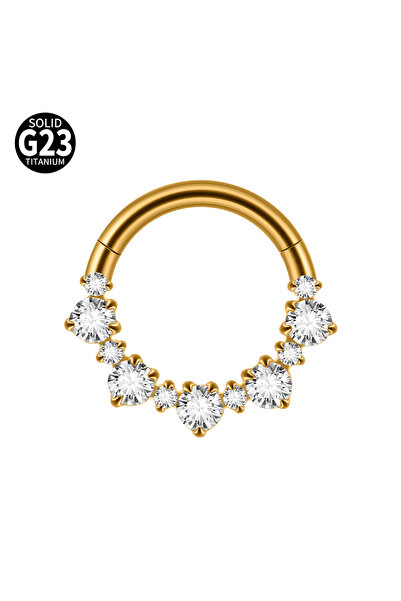 Choice1 16G 1.2X8MM Nose Rings & Studs 1PC Gold G23 Titanium Round Cubic Zirc...