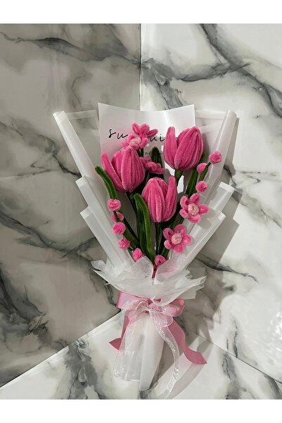 Lilia Flowers El Yapımı Şönil Lale Buketi (İstenilen renk yapılabilir)