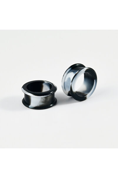 Choice35 16mm Black-White 1Pair Uneven Colored Marble Color Thick Silicone Ea...