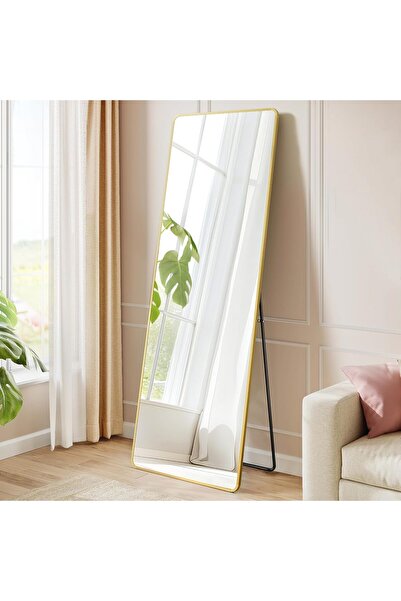 SONGMICS Oglindă de podea 160x48cm, Cadru din aluminiu, Sticlă securizată, Au...