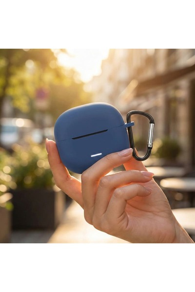 CaseOnn Redmi Buds 8 Active Case with Strap Attachment Matte Silicone Navy Blue
