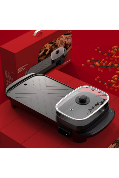 Golivn 2 in 1 Grill with Shabu Shabu Hot Pot Multifunctional Indoor BBQ Capac...